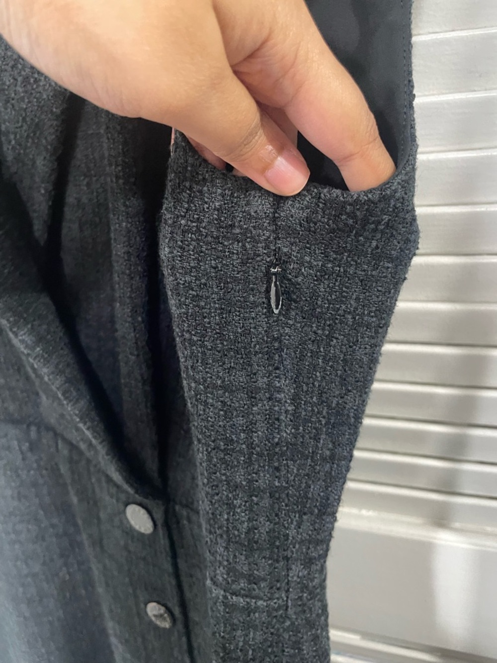 SANDRO Paris Black Sleeveless Asymmetric Button Mini Dress - Picture 6 of 13